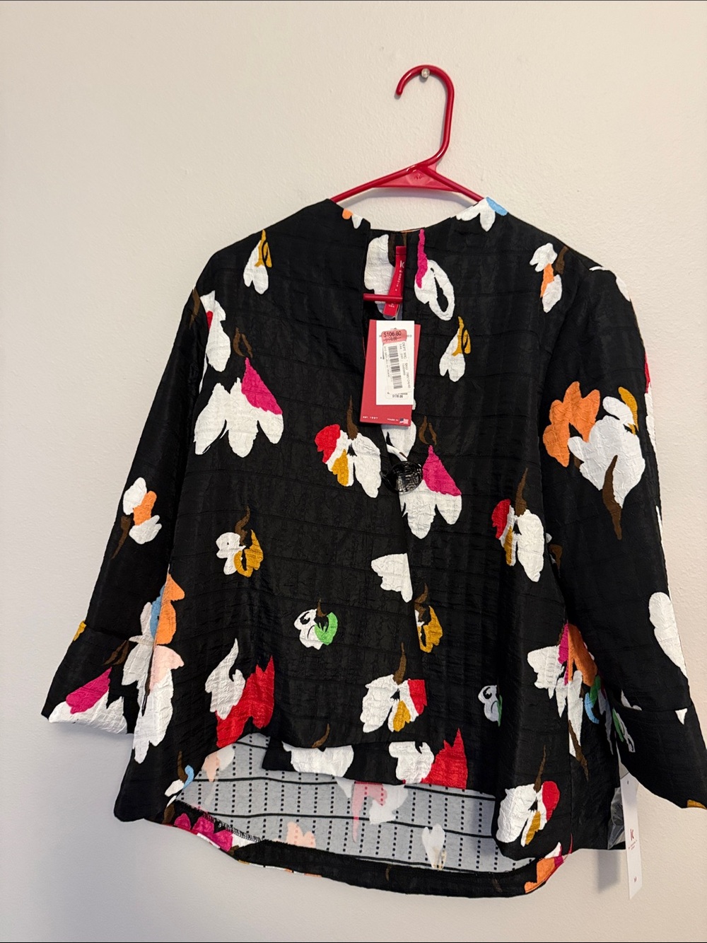 Women's Black Floral-Print Jacket - Lightweight Blazer